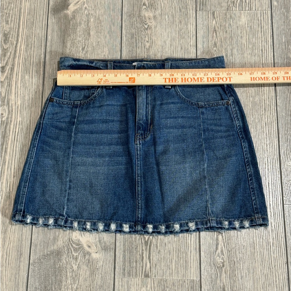 Just Black Denim Mini Skirt Distressed Hem Size Medium - Picture 5 of 8